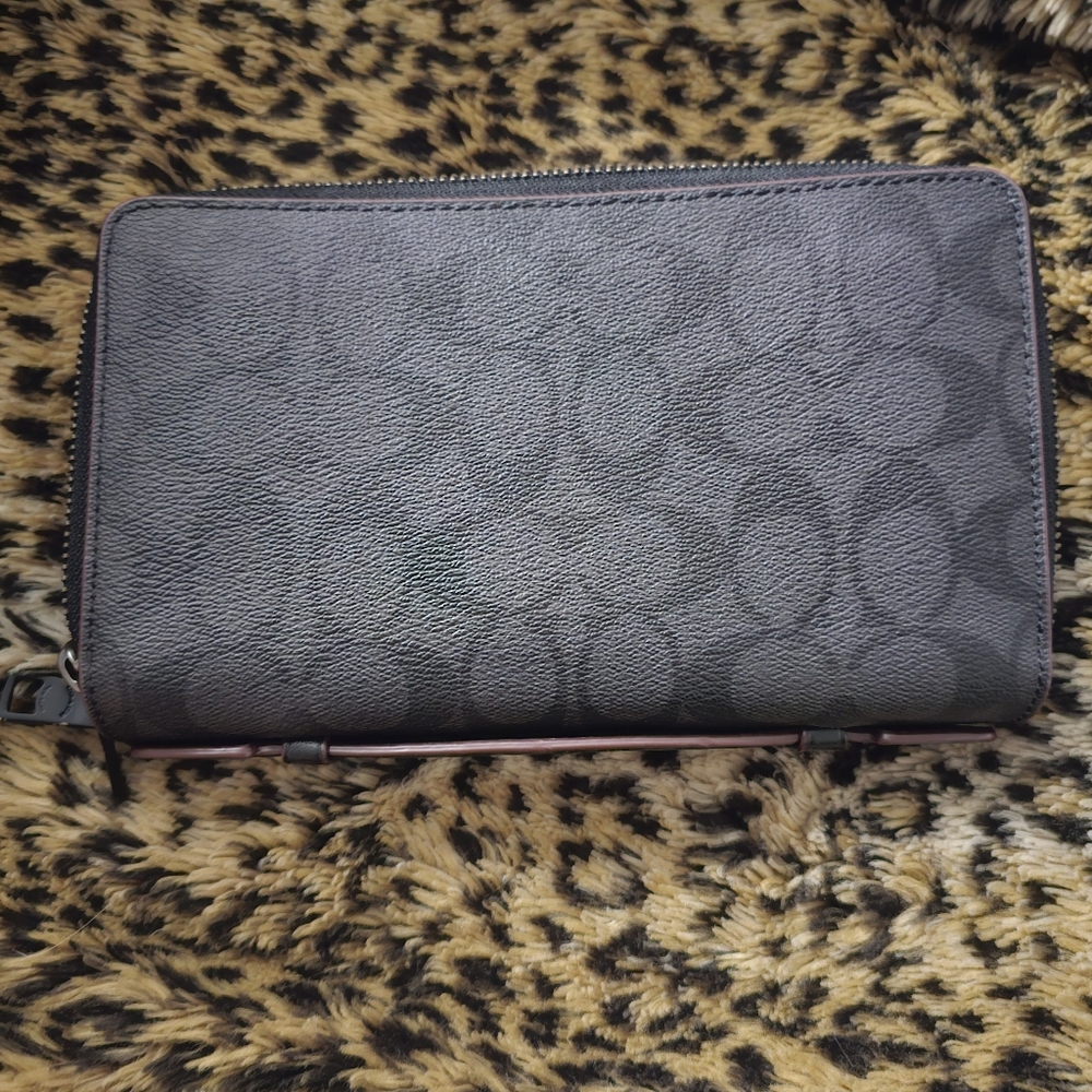 Coach Double Zip Travel Organizer In Signature Canvas Black Coach